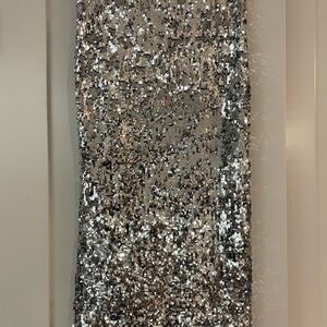 By Malene Birger Silver Sequin Pencil Skirt